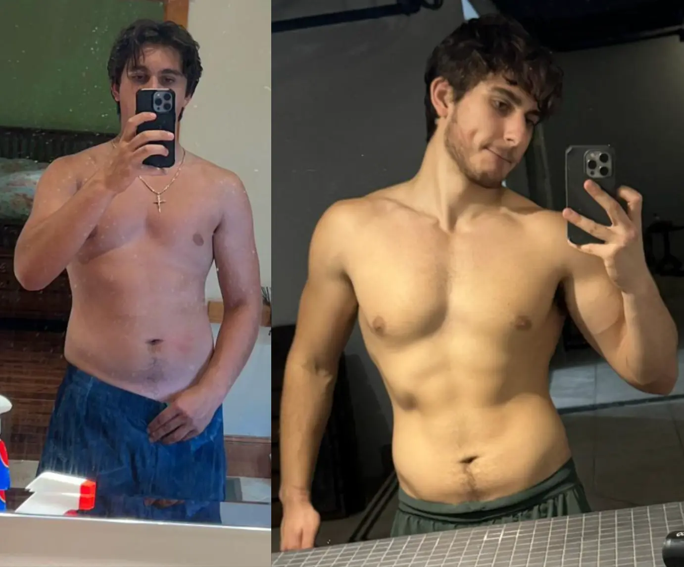 Side-by-side physique progress photos