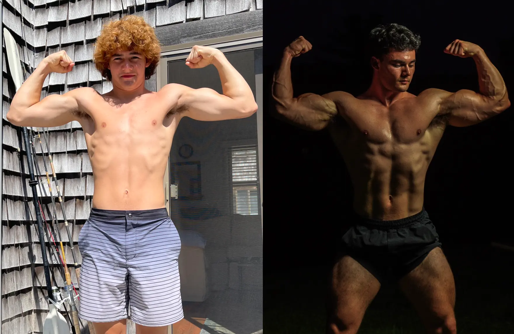 Side-by-side long-term physique progress photos